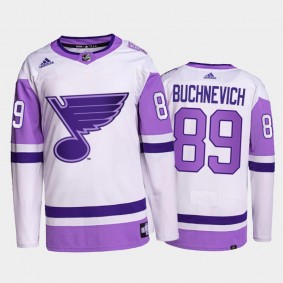 Pavel Buchnevich HockeyFightsCancer Jersey St. Louis Blues White Primegreen Authentic