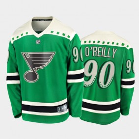 Men's St. Louis Blues Ryan O'Reilly #90 2021 St. Patrick's Day Green Jersey