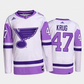 Torey Krug HockeyFightsCancer Jersey St. Louis Blues White Primegreen Authentic