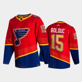 Men St. Louis Blues Zachary Bolduc #15 2021 Reverse Retro Red 2021 NHL Draft Jersey
