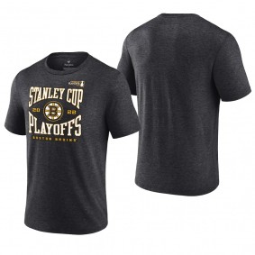 Men Boston Bruins 2022 Stanley Cup Playoffs Charcoal T-Shirt Wraparound