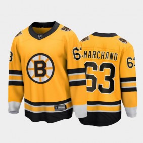 Men's Boston Bruins Brad Marchand #63 Reverse Retro Gold 2020-21 Breakaway Player Jersey