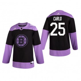 Brandon Carlo #25 Boston Bruins 2019 Hockey Fights Cancer Black Practice Jersey
