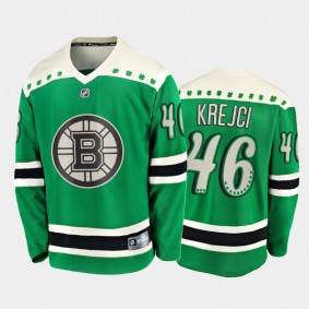Men's Boston Bruins David Krejci #46 2021 St. Patrick's Day Green Jersey