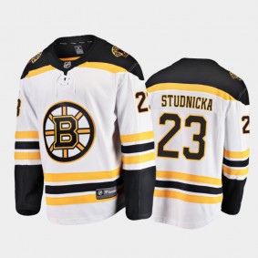 Men's Boston Bruins Jack Studnicka #23 Away White 2020-21 Breakaway Player Jersey