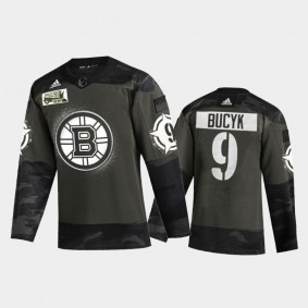 Men's Boston Bruins John Bucyk #9 2021 Military Appreciation Night Camo Jersey