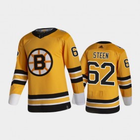 Men's Boston Bruins Oskar Steen #62 Reverse Retro 2021 gold Authentic Jersey