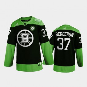 Men's Bruins patrice bergeron #37 Health Covid-19 Fight Green Jersey