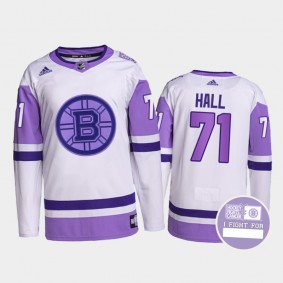 Taylor Hall Hockey Fights Cancer Jersey Boston Bruins White Purple Primegreen Authentic