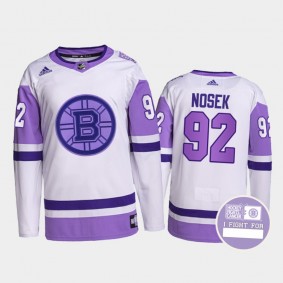 Tomas Nosek Hockey Fights Cancer Jersey Boston Bruins White Purple Primegreen Authentic