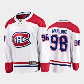 Men Montreal Canadiens Logan Mailloux #98 Away White 2021 NHL Draft Jersey