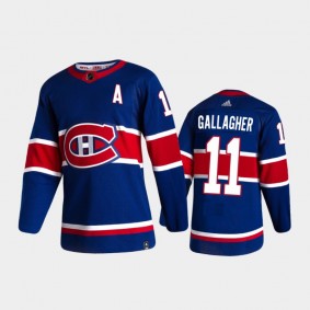Men's Montreal Canadiens Brendan Gallagher #11 Reverse Retro 2020-21 Blue Authentic Jersey