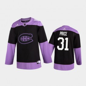 Men's Carey Price #31 Montreal Canadiens 2020 Hockey Fights Cancer Black Practice Jersey