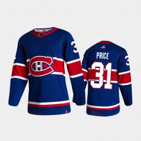 Men's Montreal Canadiens Carey Price #31 Reverse Retro 2020-21 Blue Authentic Jersey