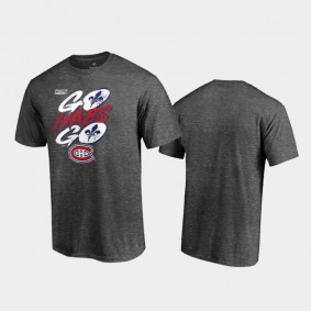 Men's Montreal Canadiens 2021 Stanley Cup Playoffs Heads Up Play Charcoal T-Shirt