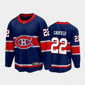 Men's Montreal Canadiens Cole Caufield #22 Reverse Retro Blue 2021 Jersey
