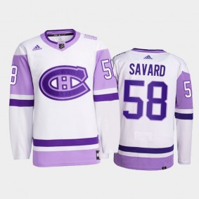 David Savard #58 Montreal Canadiens 2021 HockeyFightsCancer White Primegreen Jersey