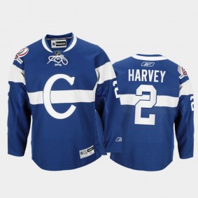 Men Montreal Canadiens Doug Harvey #2 Throwback 100th Anniversary Celebration Blue Jersey