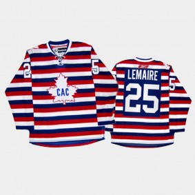 Men Montreal Canadiens Jacques Lemaire #25 100th Anniversary Celebration Red Retro Jersey