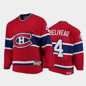 Canadiens Jean Beliveau #4 Authentic Throwback Heroes of Hockey Red Jersey