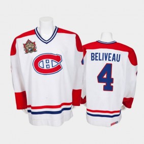 Men Montreal Canadiens Jean Beliveau #4 Heritage Classic White Vintage Jersey