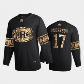 Men Montreal Canadiens Josh Anderson #17 Python Skin Black 2021 Exclusive Edition Jersey