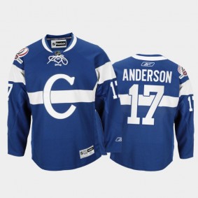 Men Montreal Canadiens Josh Anderson #17 Throwback 100th Anniversary Celebration Blue Jersey