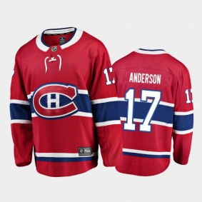 Montreal Canadiens Josh Anderson #17 Home Red 2020-21 Breakaway Player Jersey