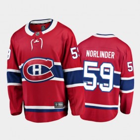 Montreal Canadiens #59 Mattias Norlinder Red 2021-22 Home Player Jersey