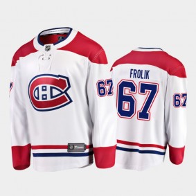 Men's Montreal Canadiens Michael Frolik #67 Away White 2020-21 Breakaway Player Jersey