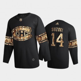Men Montreal Canadiens Nick Suzuki #14 Python Skin Black 2021 Exclusive Edition Jersey