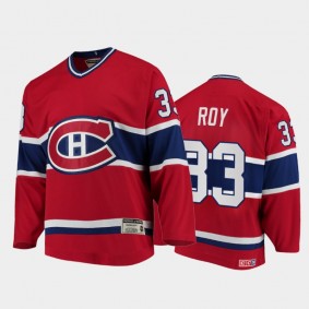 Canadiens Patrick Roy #33 Authentic Throwback Heroes of Hockey Red Jersey