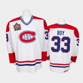 Men Montreal Canadiens Patrick Roy #33 Heritage Classic White Vintage Jersey