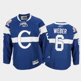 Men Montreal Canadiens Shea Weber #6 Throwback 100th Anniversary Celebration Blue Jersey