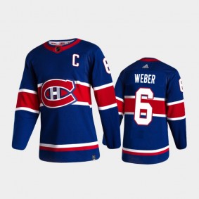 Men's Montreal Canadiens Shea Weber #6 Reverse Retro 2020-21 Blue Authentic Jersey