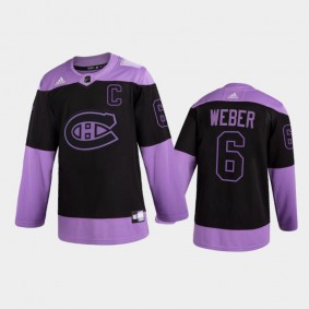 Men Montreal Canadiens Shea Weber #6 2021 Hockey Fights Cancer Night Purple Jersey