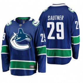Vancouver Canucks Ashton Sautner #29 Home Blue Breakaway Player Fanatics Branded Jersey