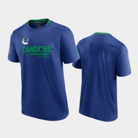 Men Vancouver Canucks Locker Room Authentic Pro Blue T-Shirt