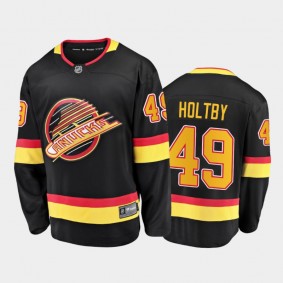 Vancouver Canucks Braden Holtby #49 Retro Black 2020-21 Flying Skate Jersey