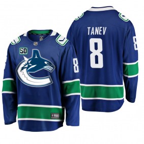 Canucks Christopher Tanev #8 50th Anniversary Home Jersey - Blue