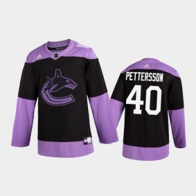 Men's Elias Pettersson #40 Vancouver Canucks 2020 Hockey Fights Cancer Black Practice Jersey