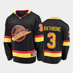 Men's Vancouver Canucks Jack Rathbone #3 Flying Skate Black 2021 Jersey
