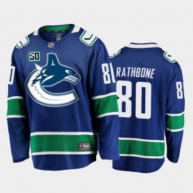 Vancouver Canucks Jack Rathbone #80 Home Blue Breakaway Player Jersey