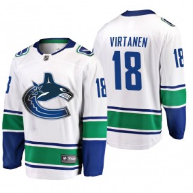 Vancouver Canucks Jake Virtanen #18 Away White Breakaway Player Fanatics Branded Jersey