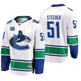 Canucks Troy Stecher #51 50th Anniversary Away Jersey - White