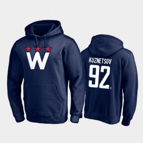 Men's Evgeny Kuznetsov #92 Washington Capitals Team Logo Pullover Navy 2021 Alternate Hoodie