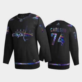 Men's Washington Capitals John Carlson #74 Iridescent Holographic Black Authentic Jersey