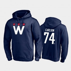 Men's John Carlson #74 Washington Capitals Team Logo Pullover Navy 2021 Alternate Hoodie