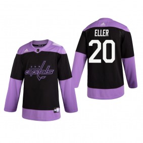 Lars Eller #20 Washington Capitals 2019 Hockey Fights Cancer Black Practice Jersey