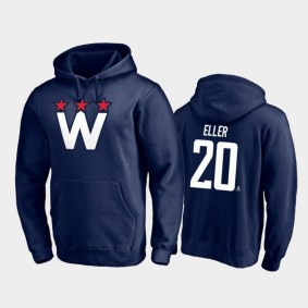 Men's Lars Eller #20 Washington Capitals Team Logo Pullover Navy 2021 Alternate Hoodie